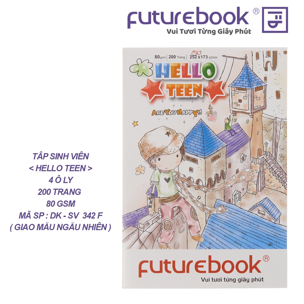 Tập Sinh Viên- Hello Teen- 4 Ô ly- 200 Trang- 80GSM- MSP: SV 4214. Phong cách Chibi. VPP FUTUREBOOK. Giao mẫu ngẫu nhiên