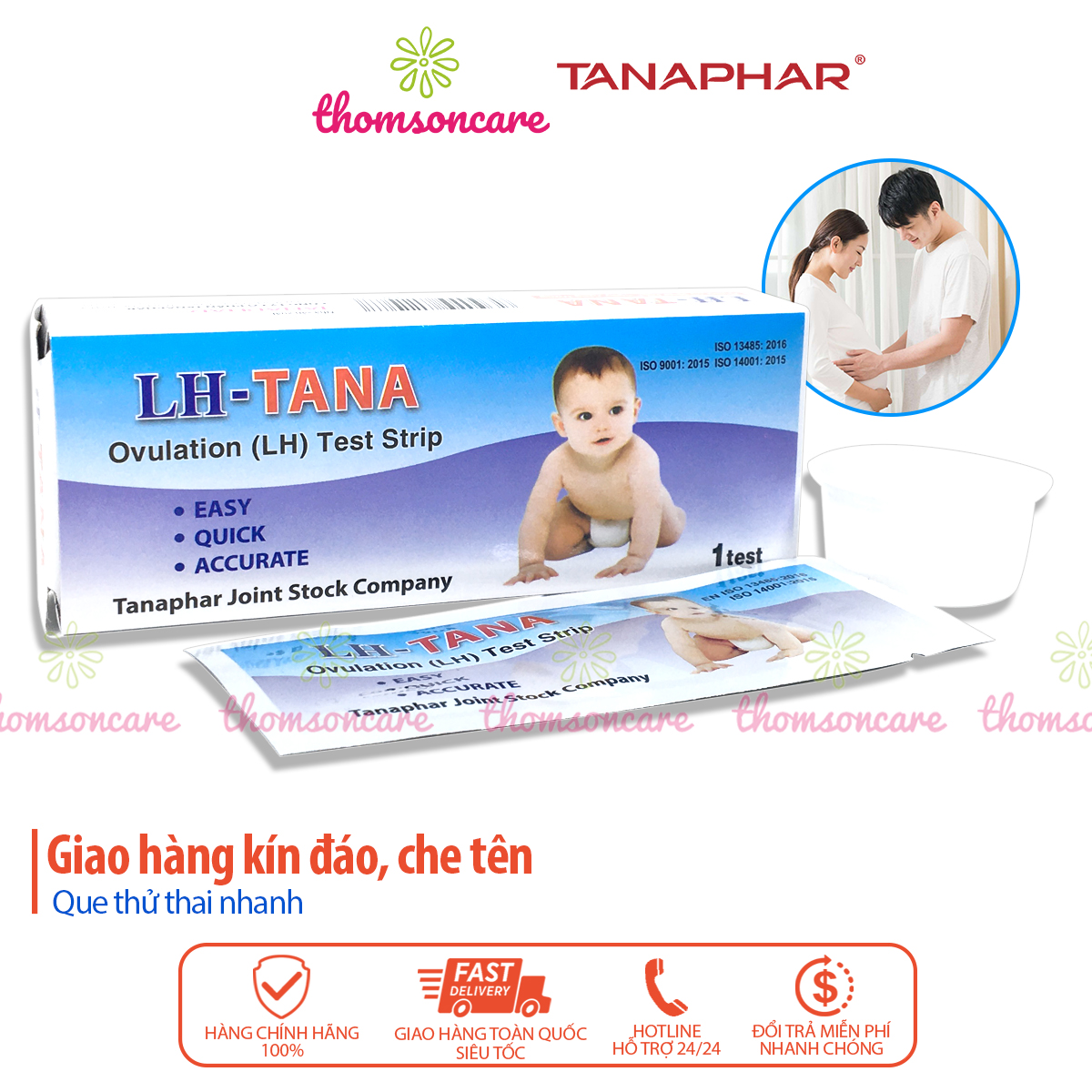 Que thử rụng trứng LH Tana - Phát hiện thụ thai sớm, test nhanh - Hộp 1 que