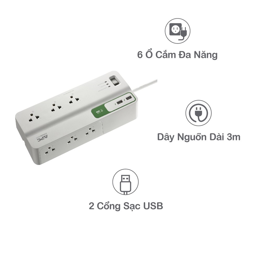 Ổ cắm chống sét APC PM63U-VN - Hàng Chính Hãng