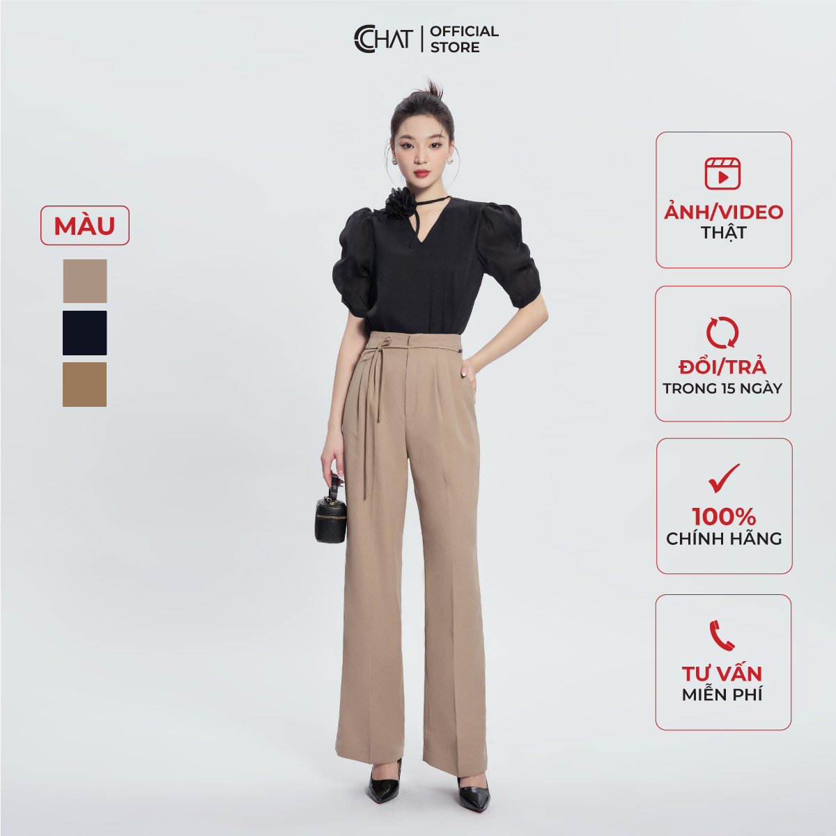 Quần Ống Rộng  Dáng Suông Cạp Liên Ly Súp Chất Tuytsi Cao Cấp 13QDS2004ST