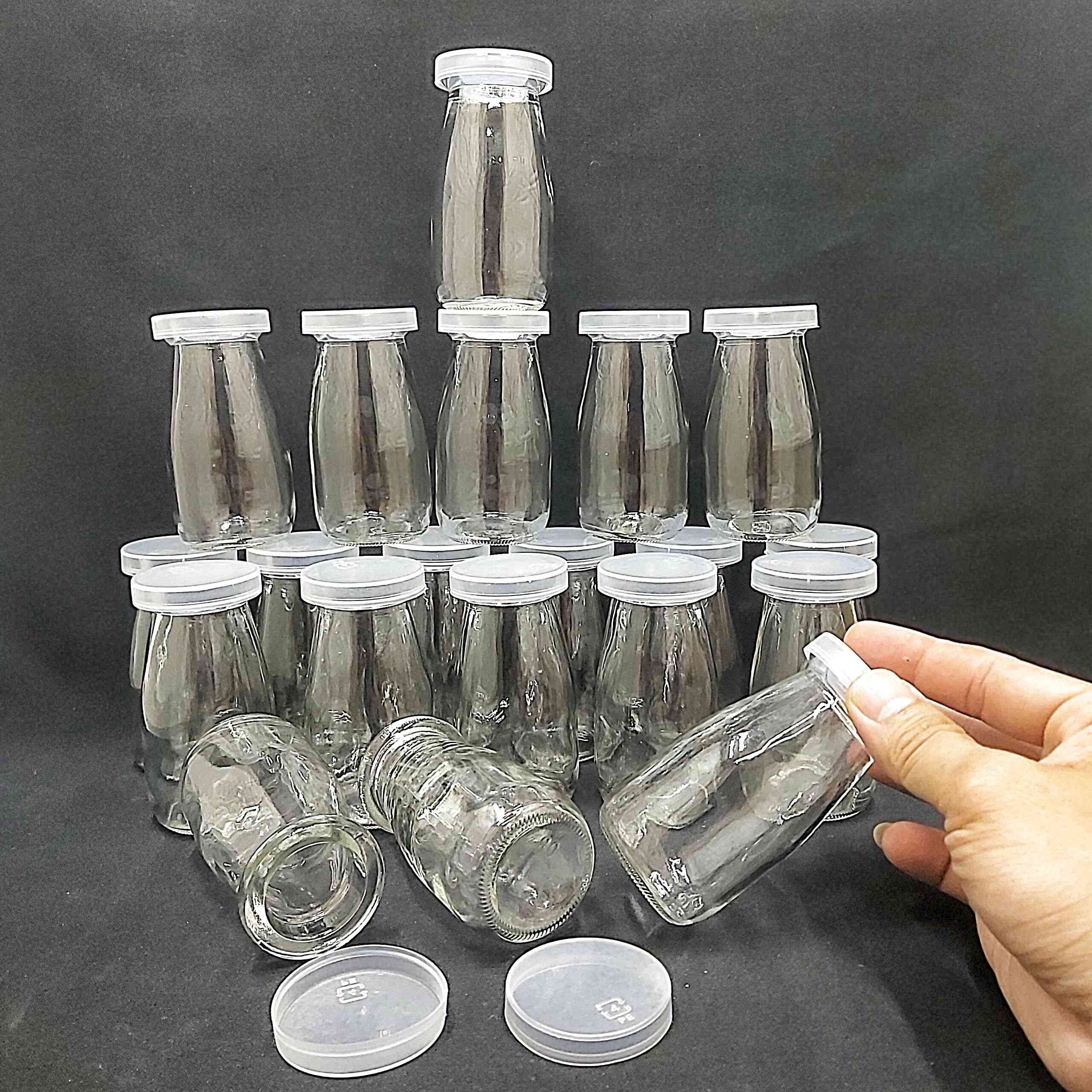 Combo 20 lọ đựng sữa chua thủy tinh 100ml mẫu Trụ Tròn Cao - nắp nhựa – hũ yaourt siêu trong, chuyên dùng đựng thực phẩm, mỹ phẩm, dược phẩm