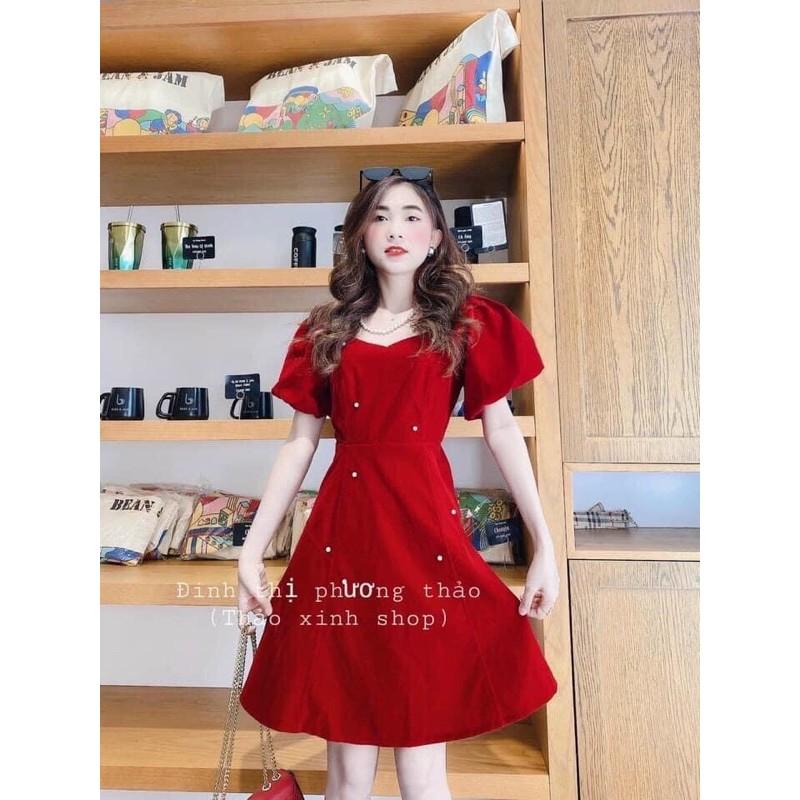 Đầm xoè tay phồng đính cườm xinh lung linh kèm hình thật va video