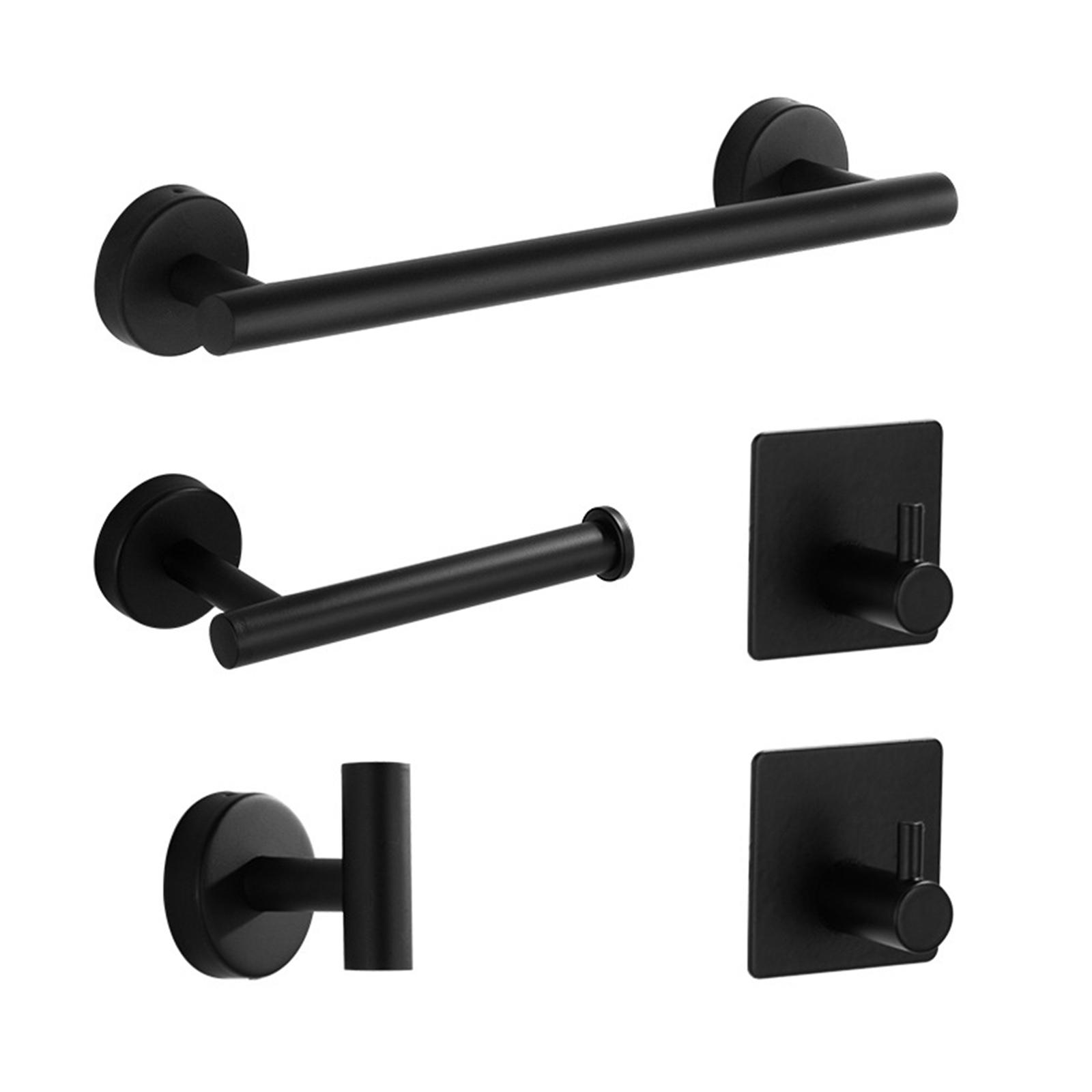 Set 5 Thanh Móc Treo Cho Phòng Tắm Khoan Gắn Tường Bằng Thép Không Gỉ