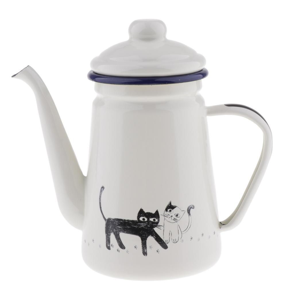 Enamel Teapot Loose Tea Leaf Infuser Tea Pot Coffee Tea Pot Kettle 1100ml