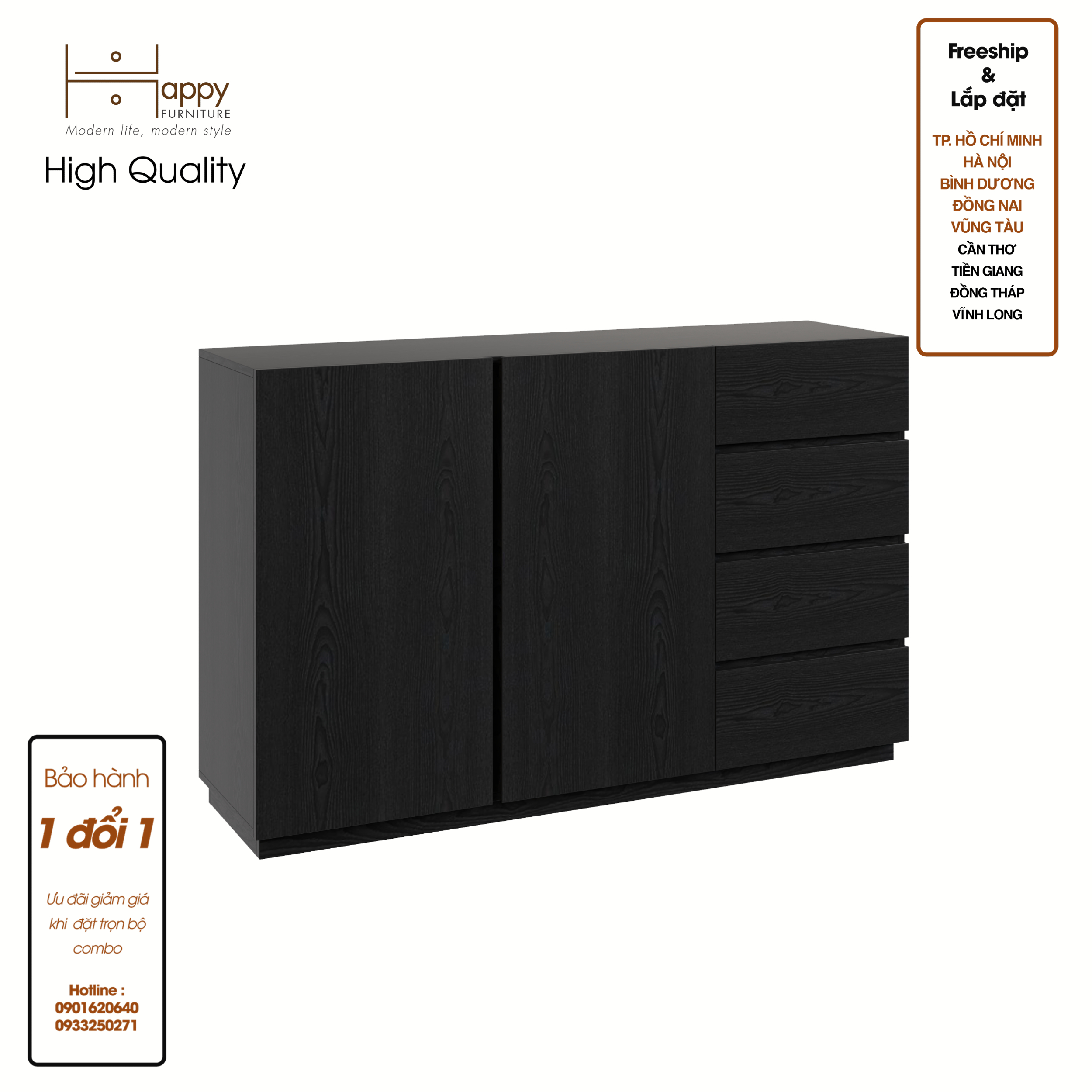 [Happy Home Furniture] MACRO, Tủ đựng đồ nhiều ngăn ,  150cm x 42cm x 95cm ( DxRxC), TCM_015