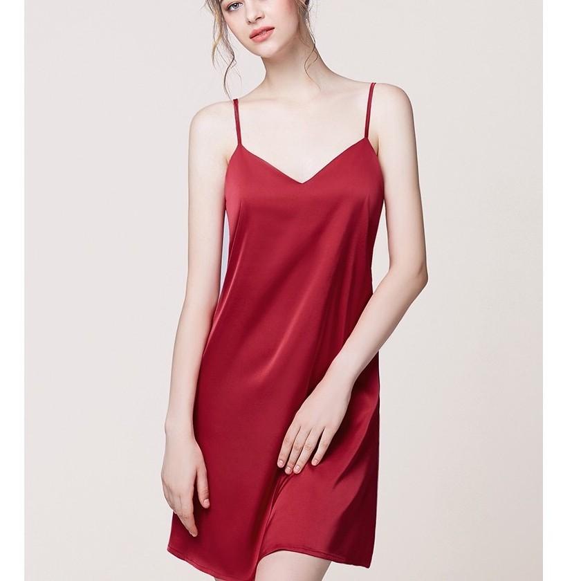 Đầm ngủ 2 dây chất liệu lụa satin cao cấp Sherry Store 079