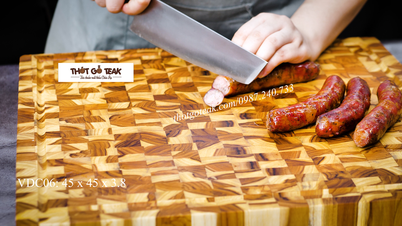Thớt Gỗ Teak Cao Cấp - Chặt thái, Trang Trí - 45x45x3,8cm - VDC06 | HTX DAO PHÚC SEN