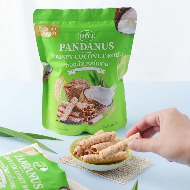 Bánh Cuộn Dừa Nhập Khẩu Thái Lan Vị Lá Dứa Thơm Ngon Túi Zip