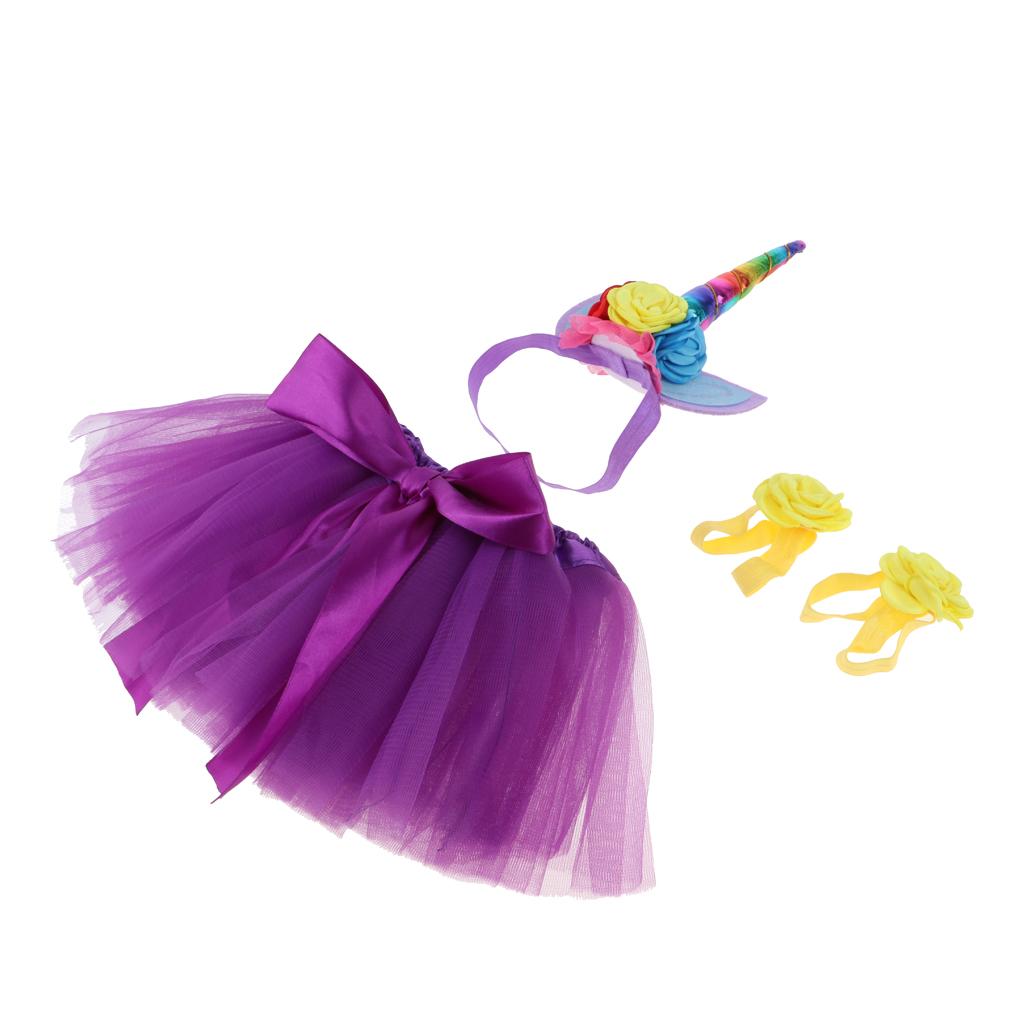 Kid Girls Princess Unicorn Tutu Fancy Dress Party Costume Set Purple