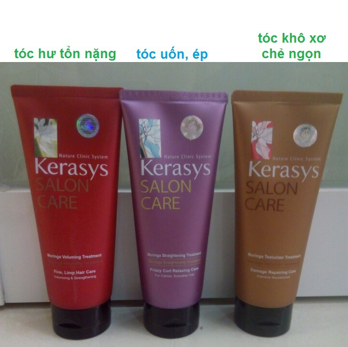 Hấp tóc Kerasys Salon Care Straitening Hàn Quốc 200ml- Dành cho tóc thường xuyên uốn,ép + Móc khoá