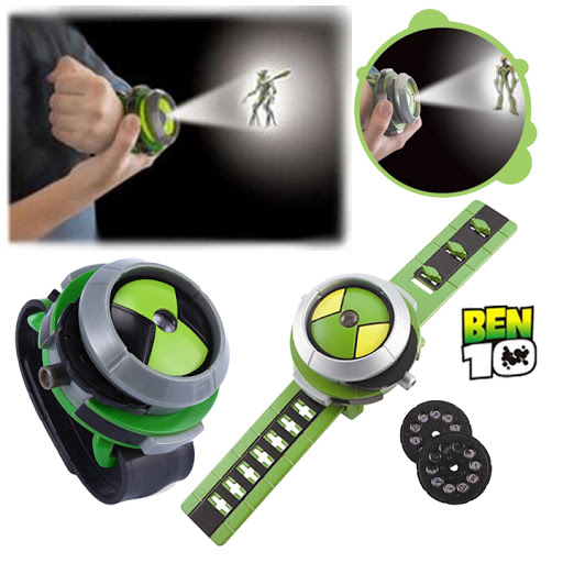 Đồng hồ ben10 với 3 thẻ bài chiếu 30 hình 3D cho bé