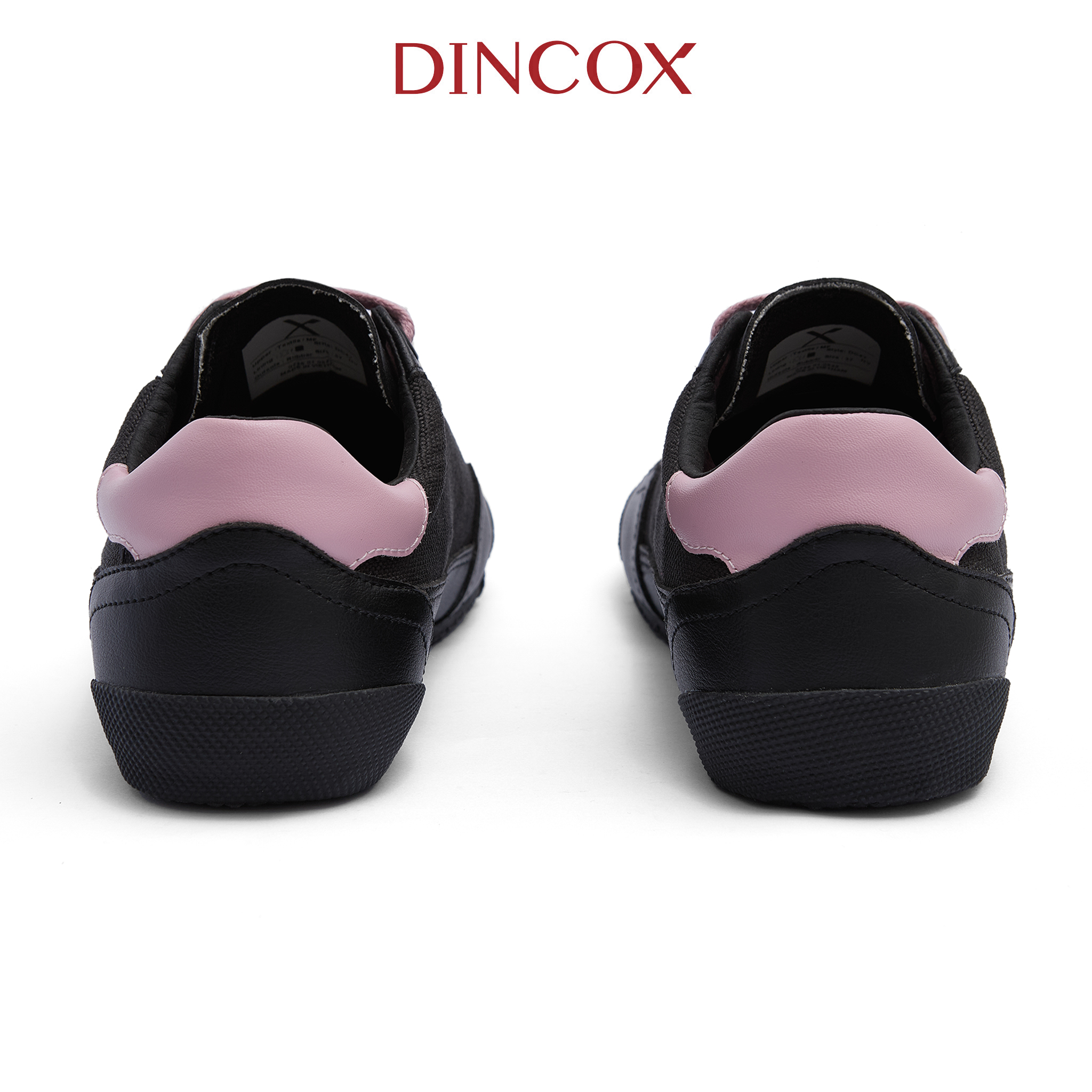 Giày Sneaker Nữ Dincox DC47 BLACK/ PINK Micro Suede Kết Hợp Canvas Shoes Đế Bằng, Bền Và Nhẹ Hơn