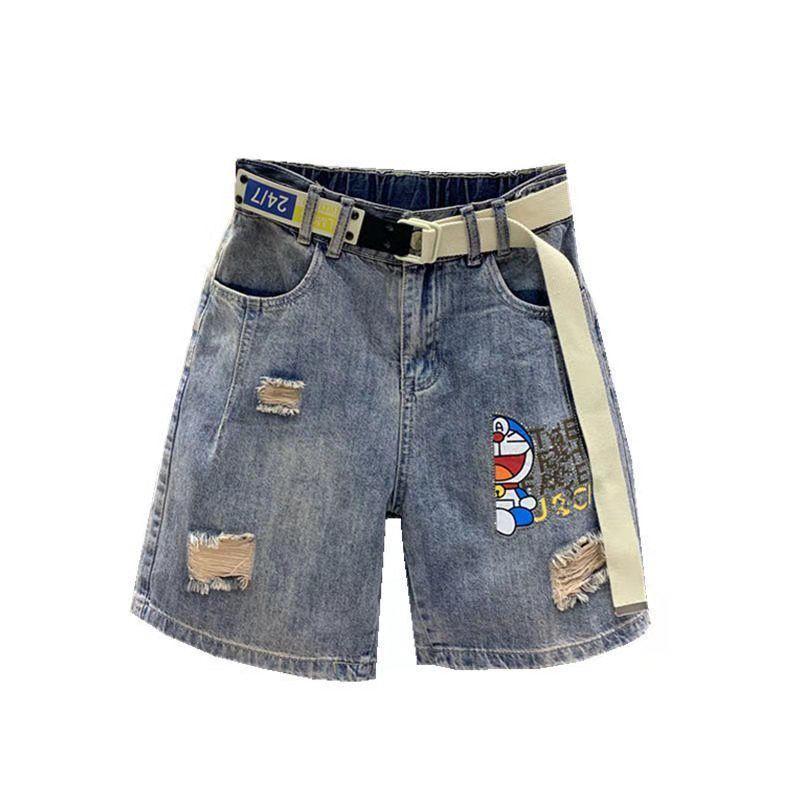 Quần Short Denim Lưng Cao Ống Rộng In Họa Tiết Thời Trang Cho Nữ