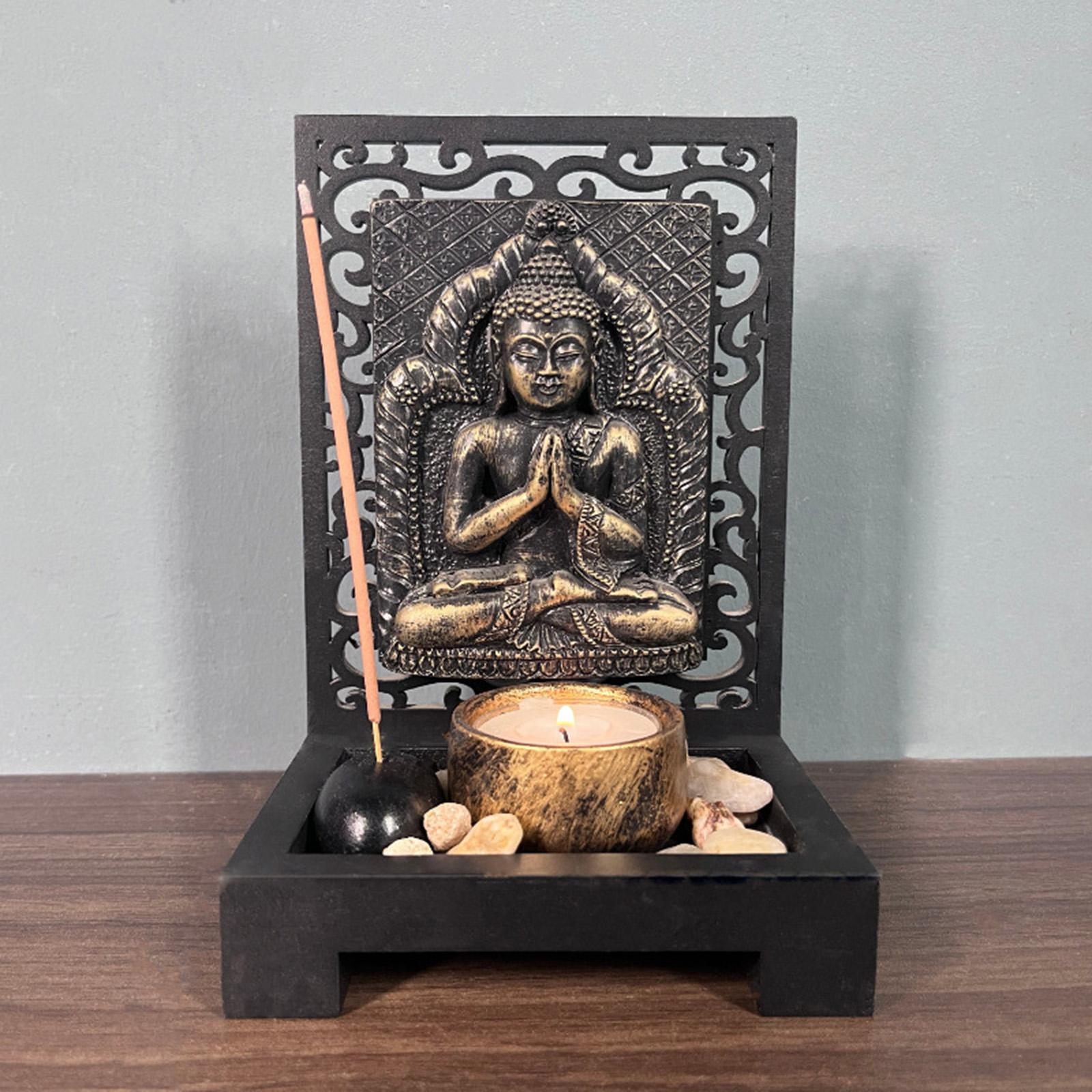 Tealight Candle Holder Buddha Tea Light Holders Desk Candle Stand for Cabinet Decor