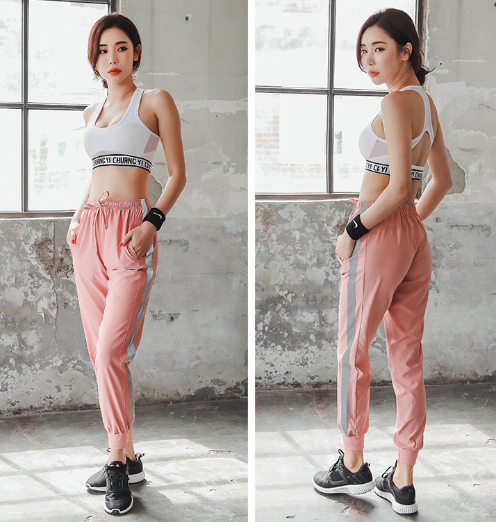 Hình ảnh Quần dài Jogger thể thao nữ tập gym yoga hồng