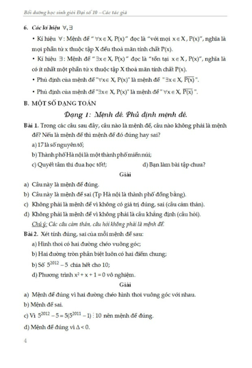 Sách - Bồi Dưỡng Học Sinh Giỏi Đại Số 10