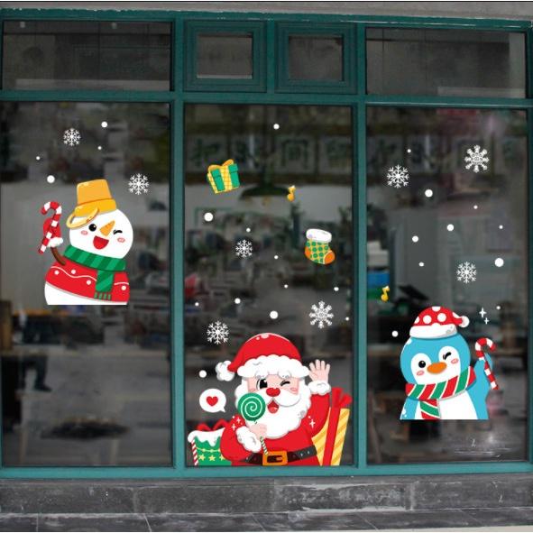 Decal trang trí Noel Hít Tĩnh Điện 2 mặt - CÁNH CỤT CHOÀNG KHĂN CÙNG CÁC BẠN