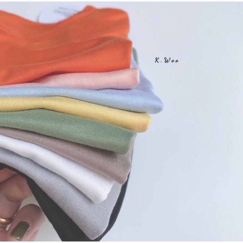 Áo cộc tay trơn thun lạnh Kwoo dành cho bé trai/bé gái