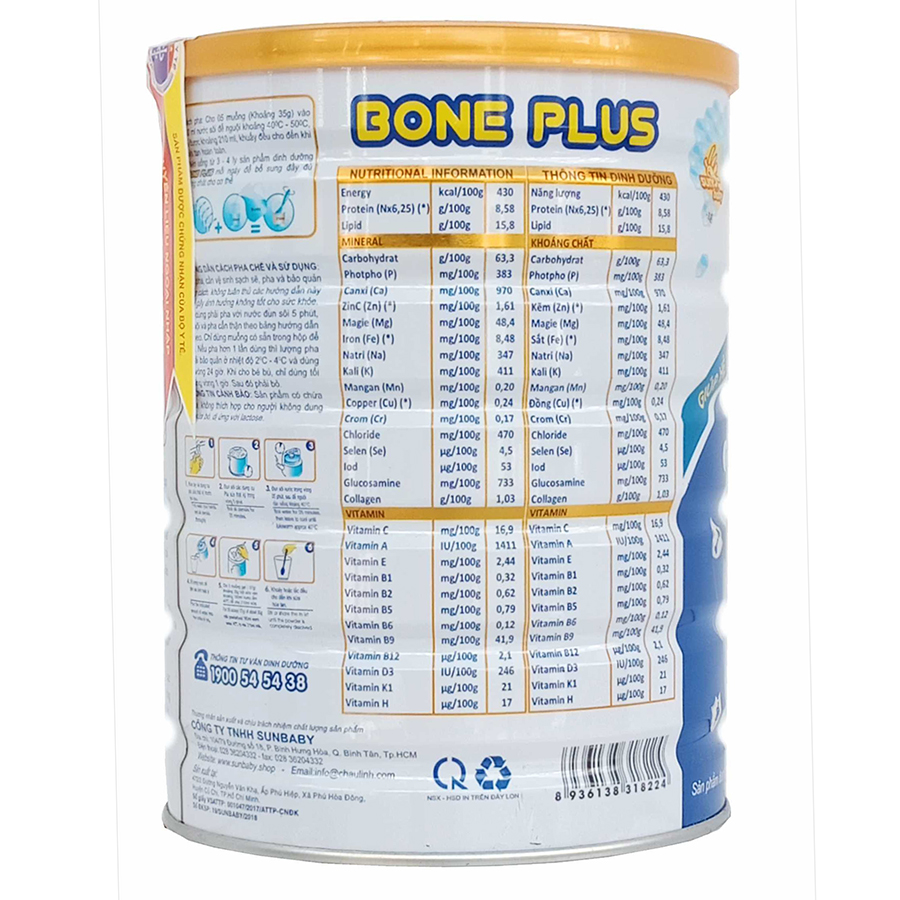 Sữa bột SunBaby Bone Plus phòng ngừa và hỗ trợ cơ xương khớp chắc khỏe dành cho người già (900g) SNNS2020 -Tặng 1 Bịch khăn ướt 100 tờ Sunbaby