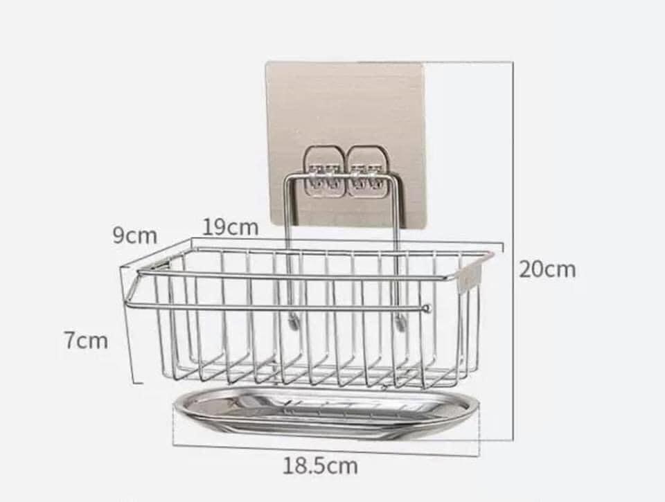 Giá Để Giẻ Rửa Bát, Nước Rửa Chén Đa Năng Inox 304 Có Khay Hứng Nước Và Thanh Phơi Khăn - Tặng Sét 5 Kẹp Miệng Túi - Hàng Chất Lượng
