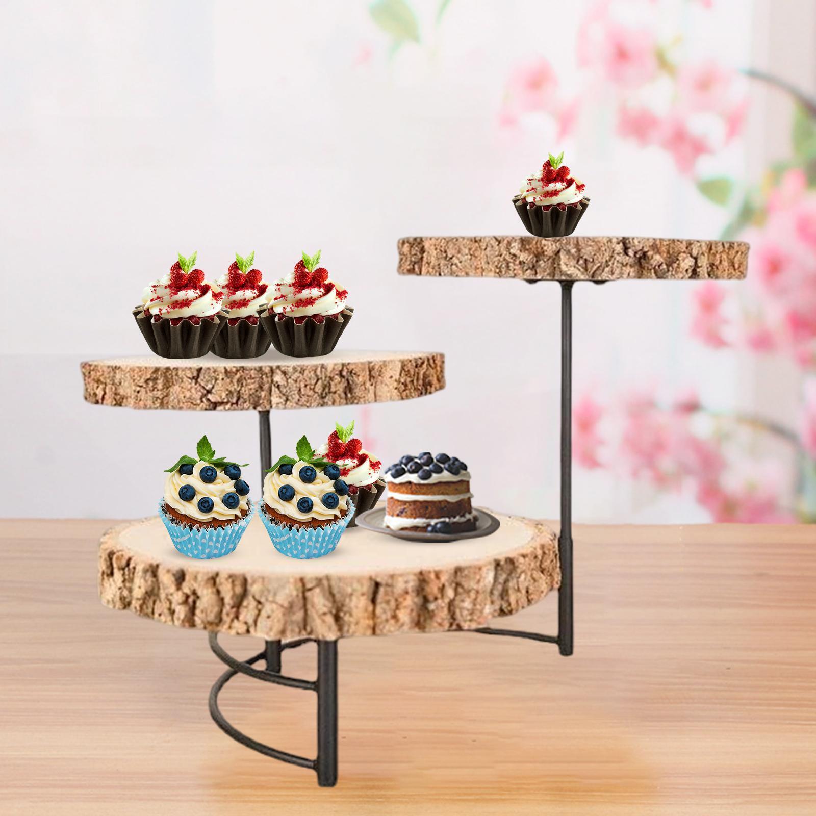 Solid Wooden Tray 3 Layer Serving Platter Fruit Dessert Tray for Hotel