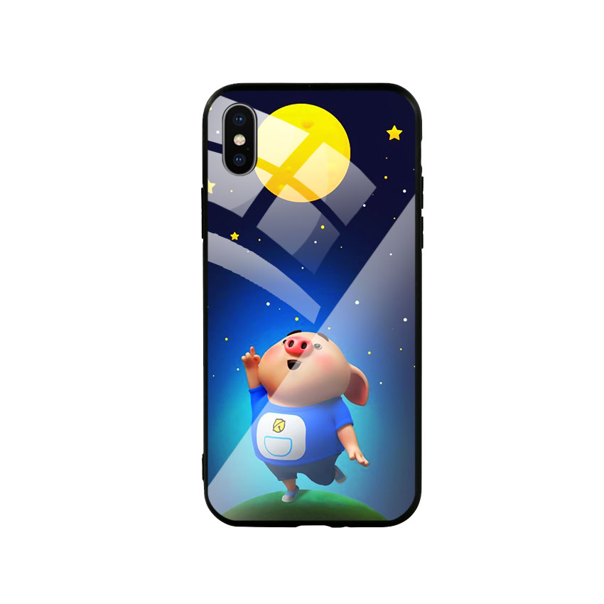 Ốp Lưng Kính Cường Lực cho điện thoại Iphone X / Xs - Pig Cute 07