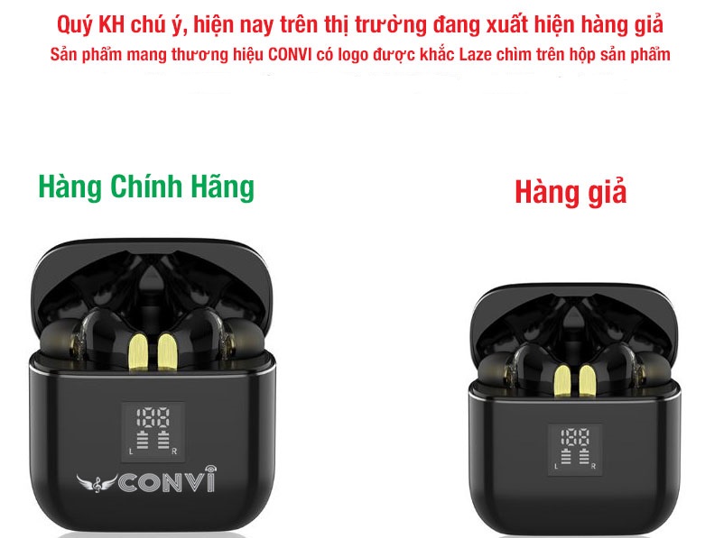 Tai Nghe True Wireless Dual Dynamic CONVI S07 - Tai Nghe Bluetooth Lõi Kép - 4 Loa Stereo Super Bass - Kháng nước IPX5 - Hàng Chính Hãng