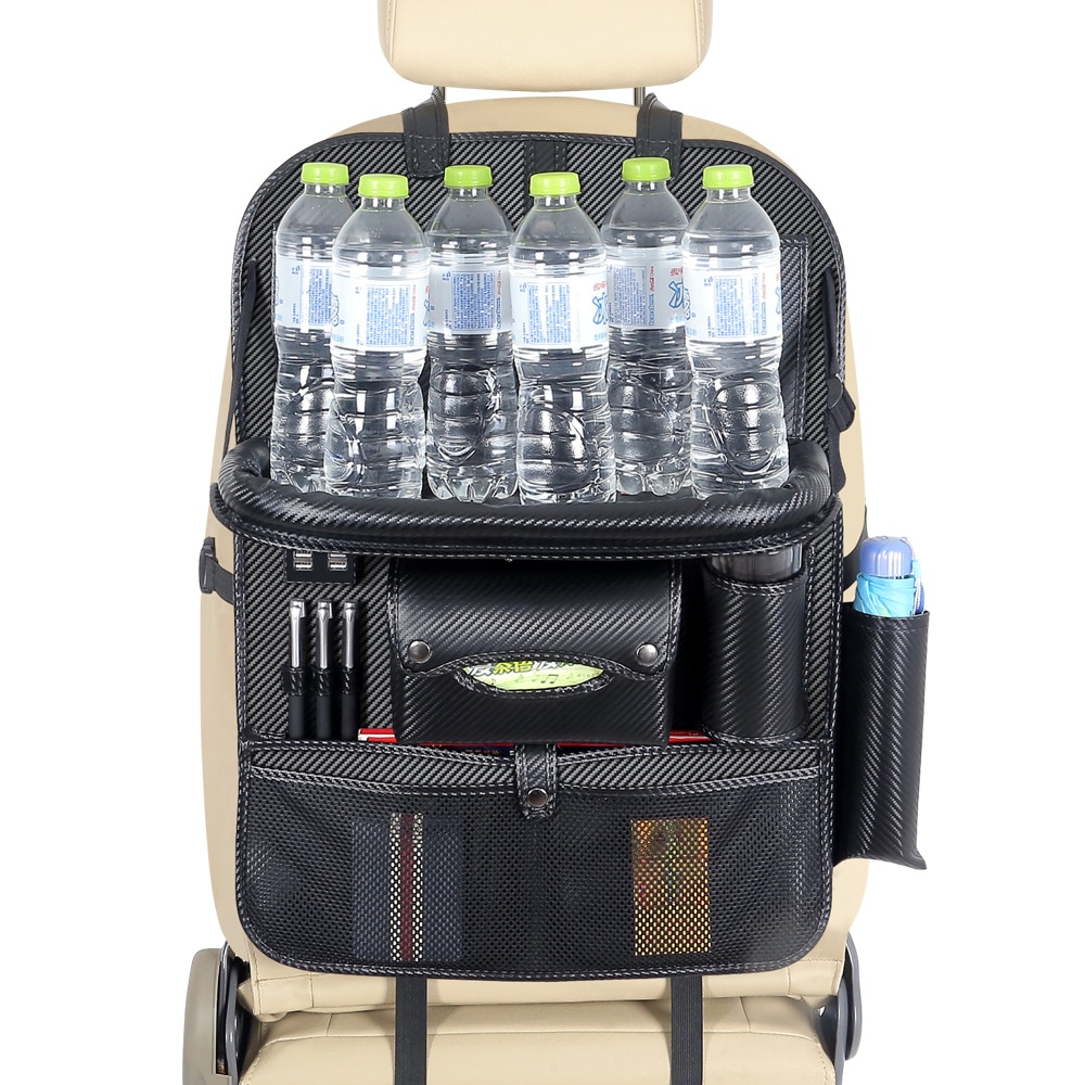 Túi da PU để đồ lưng ghế ô tô, phù hợp mọi dòng xe, tích hợp 4 cổng sạc usb High Quality Car Back Seat