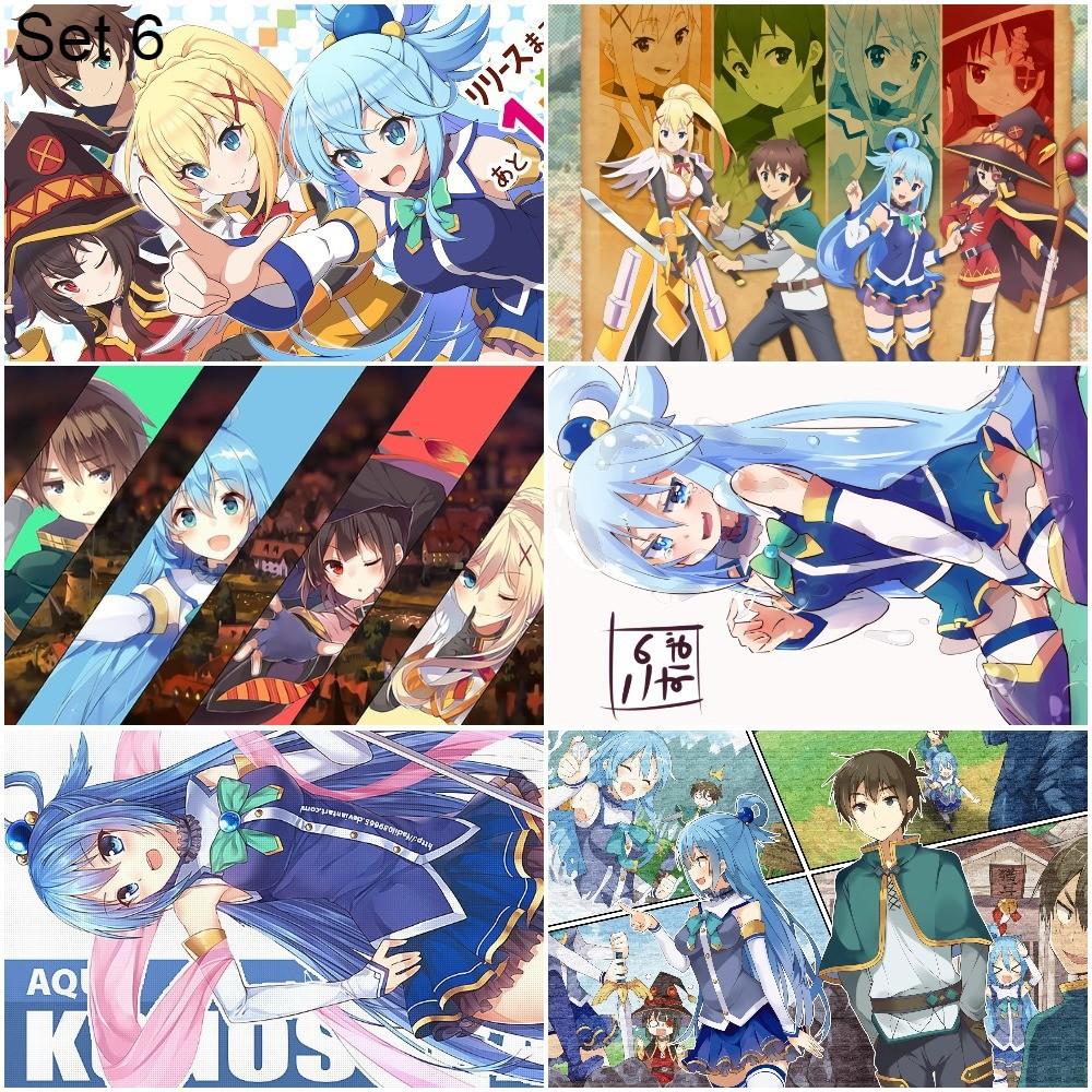 Bộ 6 Áp phích - Poster Anime KonoSuba: God’s Blessing on this Wonderful World! - Phước Lành Cho Thế Giới (bóc dán)