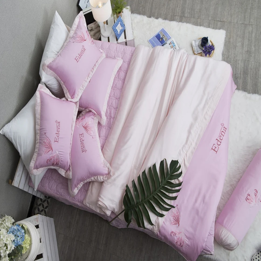 Bộ Chăn Ga Phủ Tencel Edena ED744 - Hồng