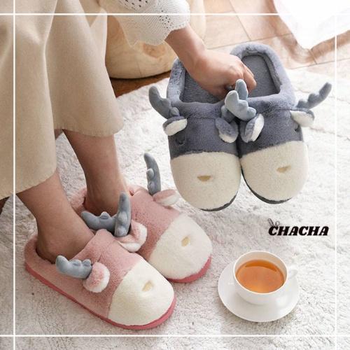 Hình ảnh Dép đi trong nhà Chacha Sweet bông cotton hình Tuần Lộc cute siêu êm