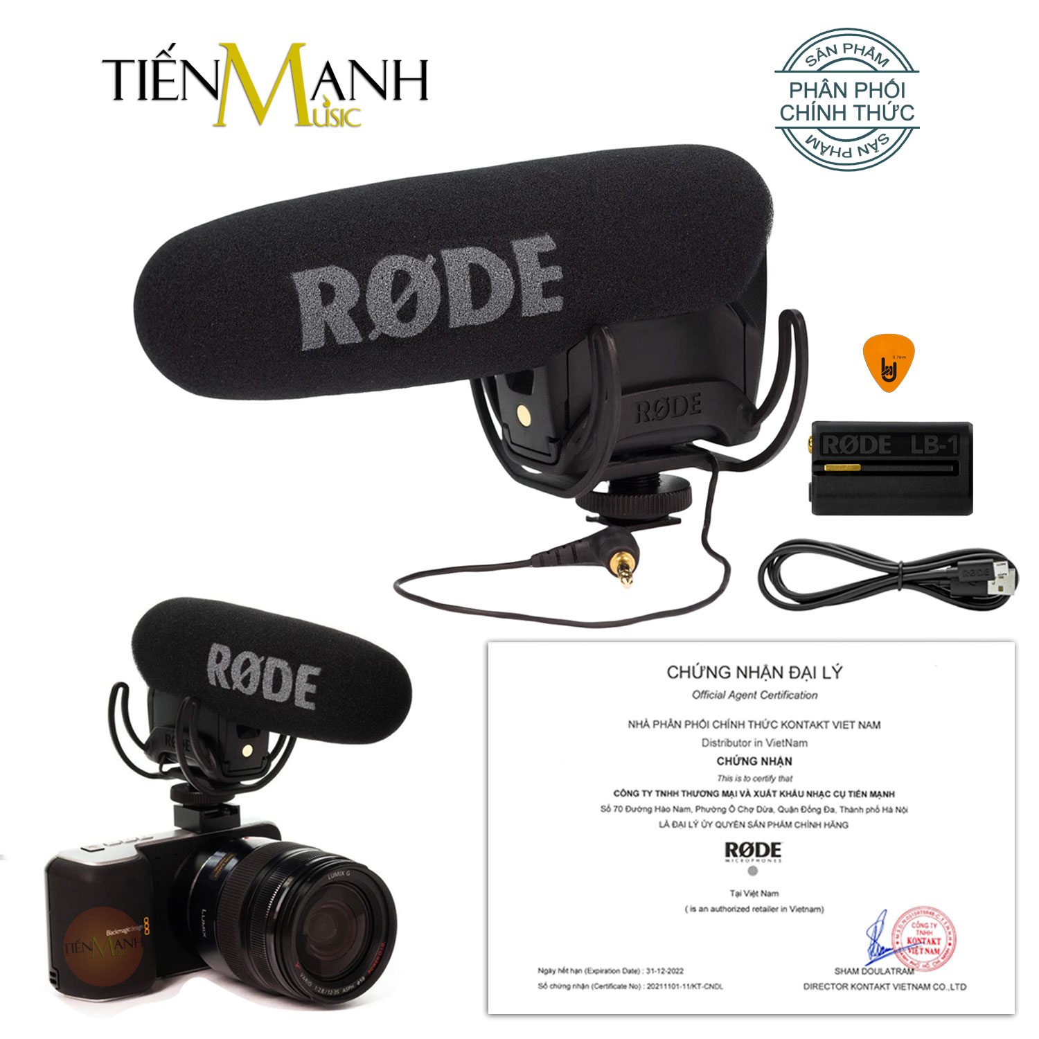 Micro Rode VideoMic Pro Plus Dùng Cho Máy Ảnh, Máy Quay Phim Mic Thu Âm Video Mic Pro+ Microphone Hàng Chính Hãng - Kèm Móng Gẩy DreamMaker