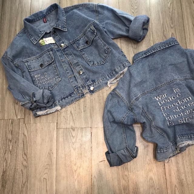 Áo khoác Jeans lưng thêu chữ mẫu mới hot hit