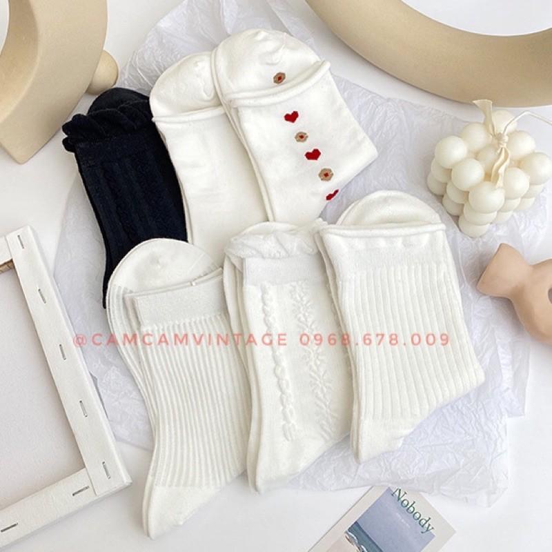 SET TẤT TRẮNG LOLITA CỔ CAO NỮ VỚ CAO CỔ TIỂU THƯ LOLITA TẤT VỚ NỮ CỔ BÈO NHÚN ULZZANG STYLE HÀN QUỐC