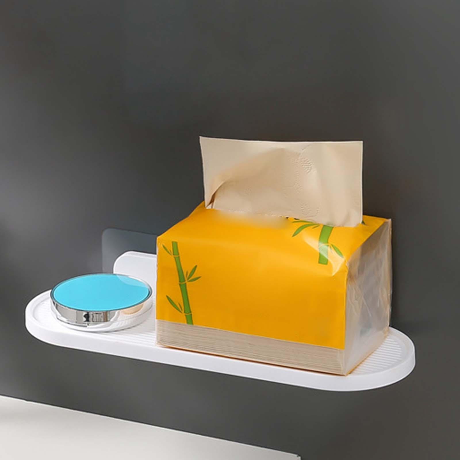 Wall Floating Shelf Adhesive Organizer Holder Rack for Toilet  Bathroom White