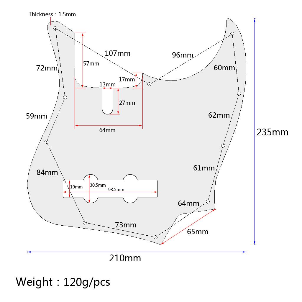 10 Holes JB Bass Pickguard Pick Guard Scratch Plate for Standard Jazz Bass