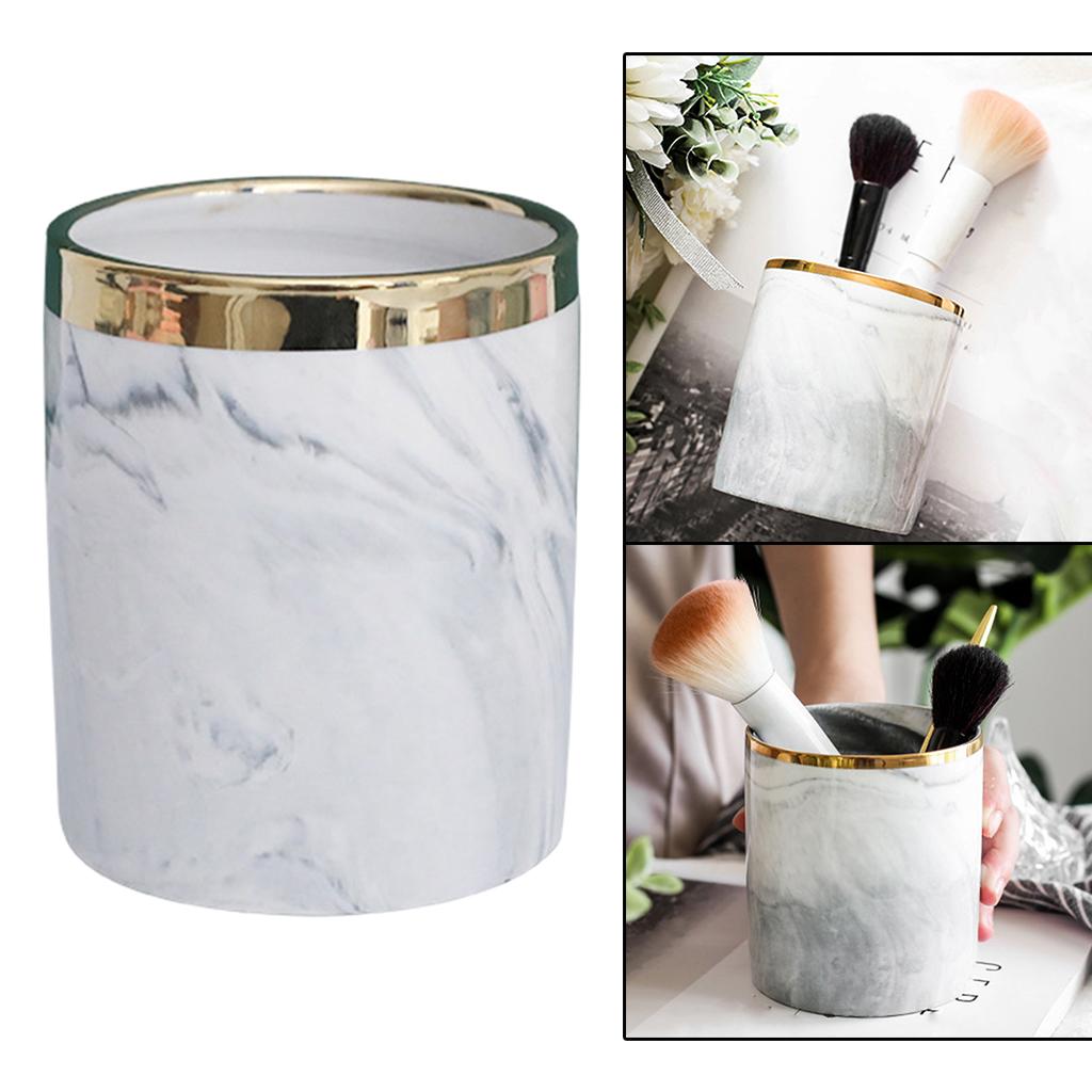 2xDesktop Storage Box Makeup Organizer Box Pen Brush Container Case White