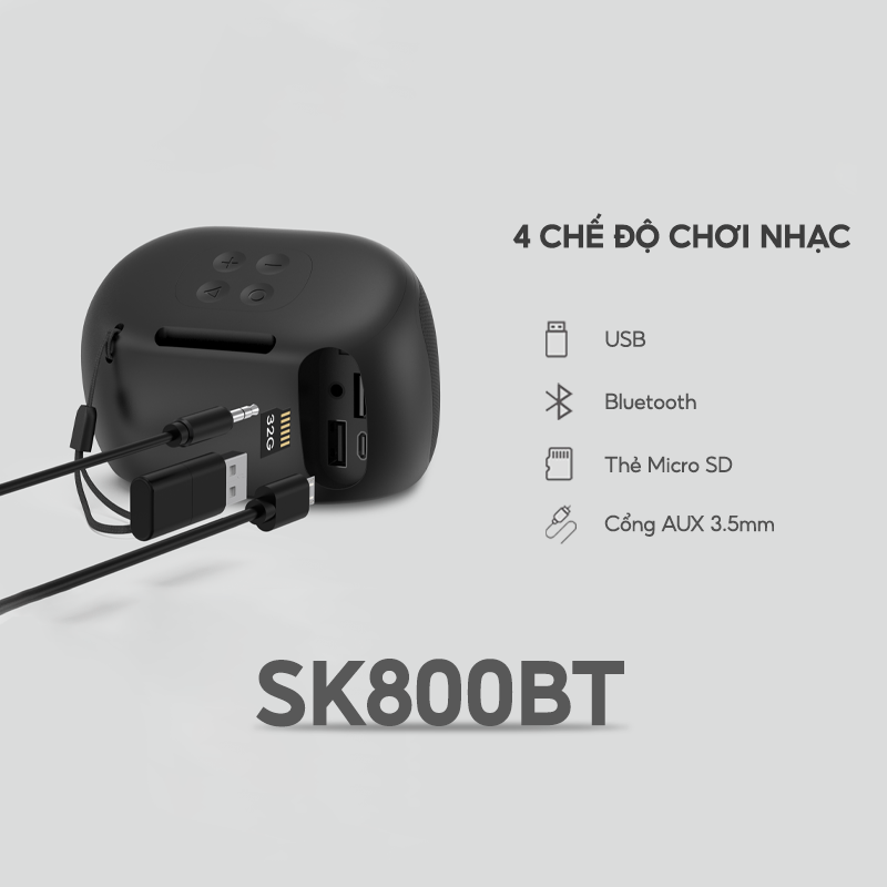 Loa Bluetooth HAVIT SK800BT Thiết Kế Nhỏ Gọn, BT 5.0, Công Suất 4W, Thời Gian Chơi Lên Đến 6h - Hàng Chính Hãng