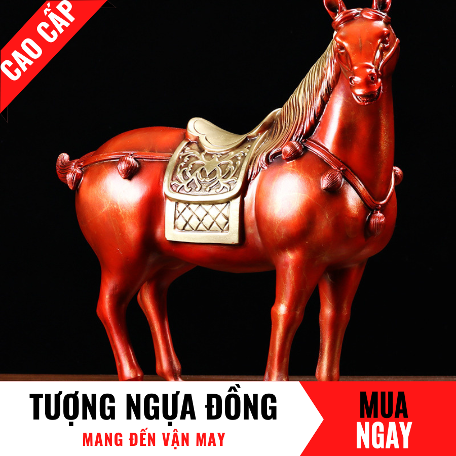 Tượng Ngựa May Mắn Bằng Đồng Nguyên Chất Cao 27ccm