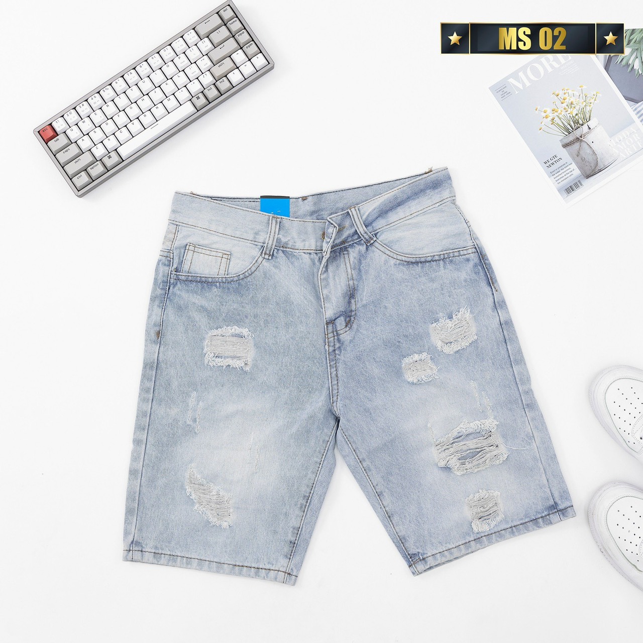 Quần Short Nam, ️️ Quần Short Jean Nam Chất Bò co giãn phối rách cực đẹp form chuẩn Tô Tồ Shop mẫu mới MS02