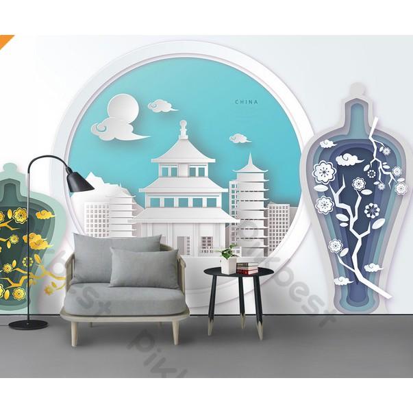 Tranh dán tường Phong cách kiến trúc độc đáo, tranh dán tường 3d hiện đại MS1185646