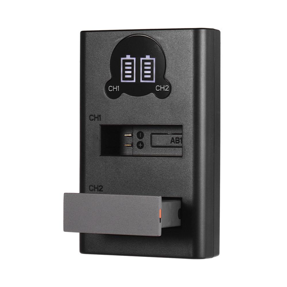 Bộ sạc Màn hình thông minh LCD sạc kênh đôi hai cổng với Pin sạc Li-ion 1300mAh Sạc qua USB