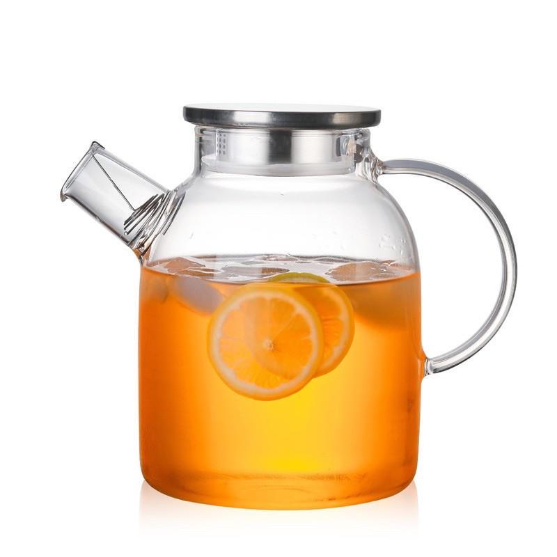 Bình nước thủy tinh cao cấp dáng trụ nắp inox dung tích 1.8L