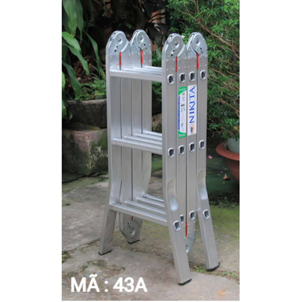 Thang nhôm gấp bốn khúc, Khóa thang tự động, an toàn, tiện dụng, đa năng - Hàng chính hãng NIKITA