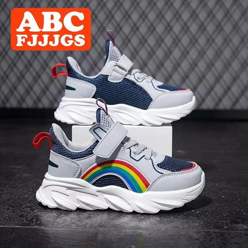 2022 Sneakers thời trang Giày thể thao trẻ em Girls Chạy lưới Mesh Boy Boys Autumn Boys Boys Boys Light Student Color: Black Shoe Size: 30