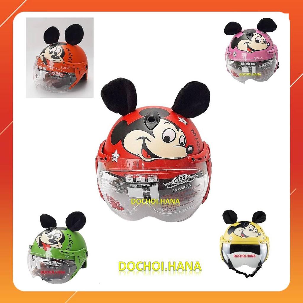 Nón Bảo Hiểm Cho Bé 3-7 Tuổi - HÀNG TỐT - An toàn cho bé, có kính, kiểu dáng đẹp, mẫu Mickey..