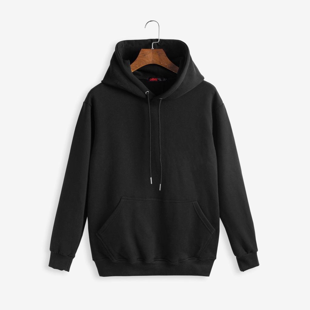 Áo hoodie unisex ulzzang trơn LADOS - 9064 chất nỉ cotton dày dặn, ấm áp