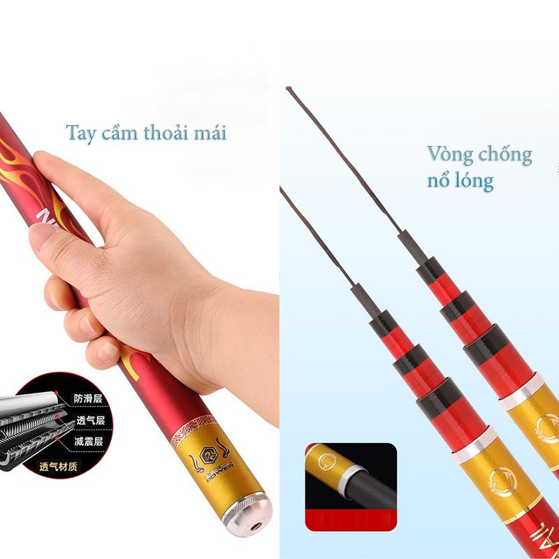 Cần câu tay Lôi Hỏa 6H lửa vàng chất liệu carbon thích hợp câu cá nhiều địa hình CD11