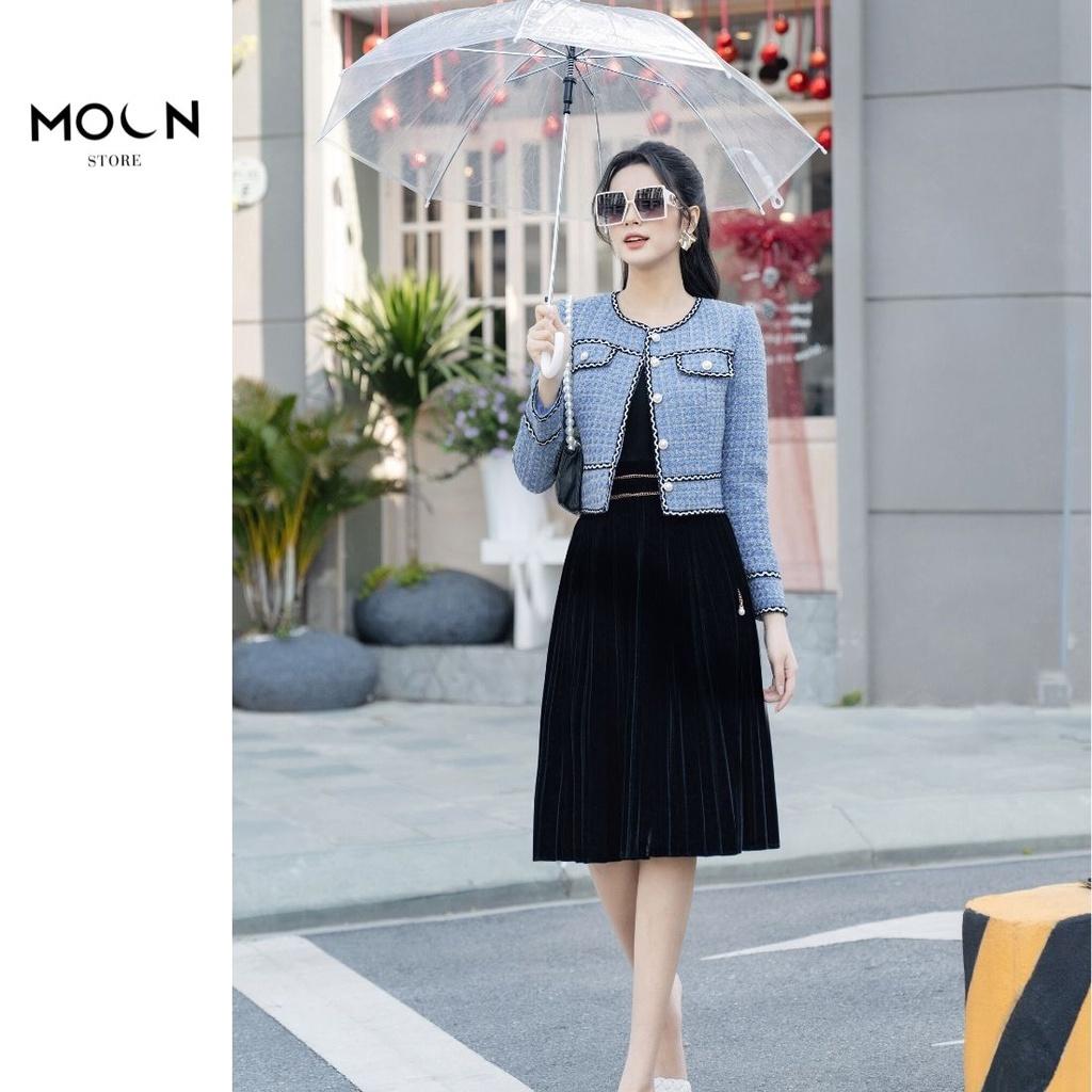 Chân Váy Nhung Xếp Ly Tinh Tế Với Chất Liệu Nhung Cao Cấp Không Nhăn Không Mất Form Khi Giặt MCV333 MOON STORE
