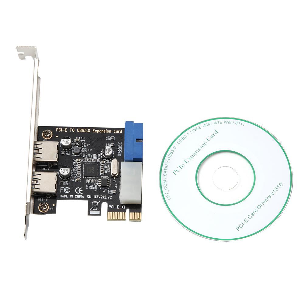 Thẻ mở rộng PCI-E sang USB 3.0 Bộ chuyển đổi 19 chân cắm bên ngoài 2 cổng USB 3.0 cho máy tính để bàn